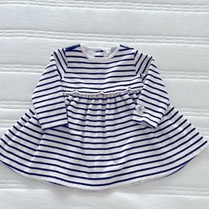 Petit Bateau - Cream and Navy Dress - 12 Months
